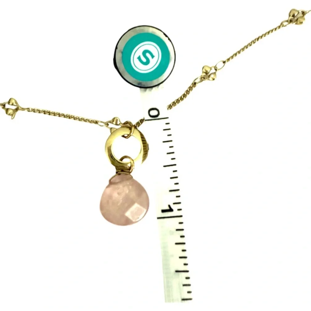 WHBM Crystal Charm Pendant Necklace Pale Pink Gold Tone - Picture 8 of 10